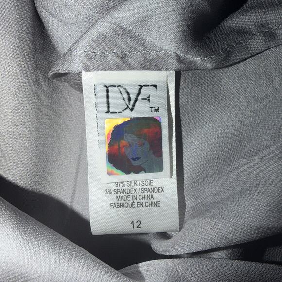DVF Diane Von Furstenberg Fleurette Silk Dress 12 NWT Silk Gray Chiffon - Picture 4 of 8